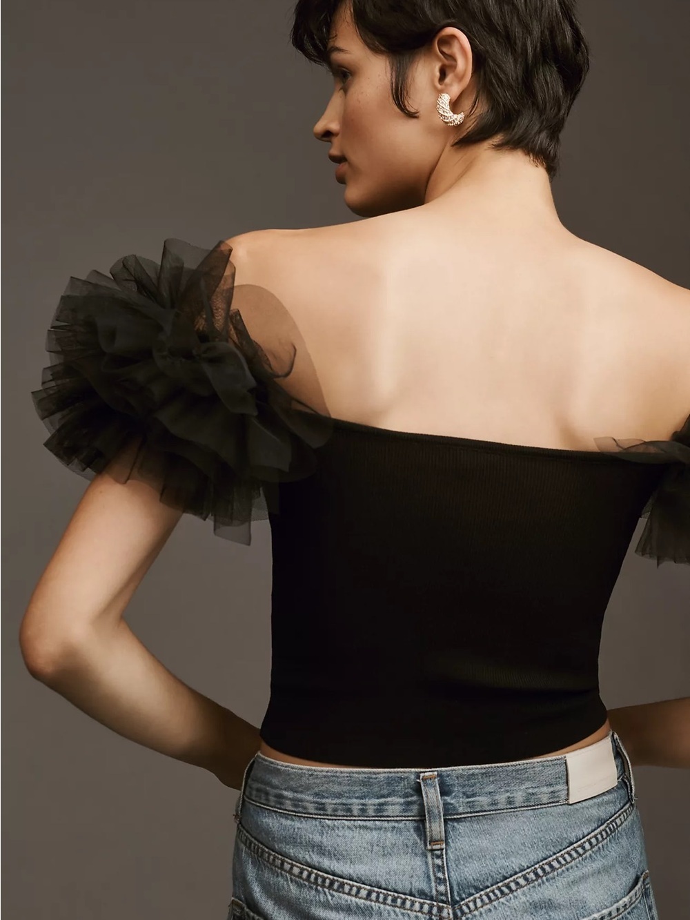 ASTR The Label Tulle Puff-Sleeve Sweater - Picture 2 of 9